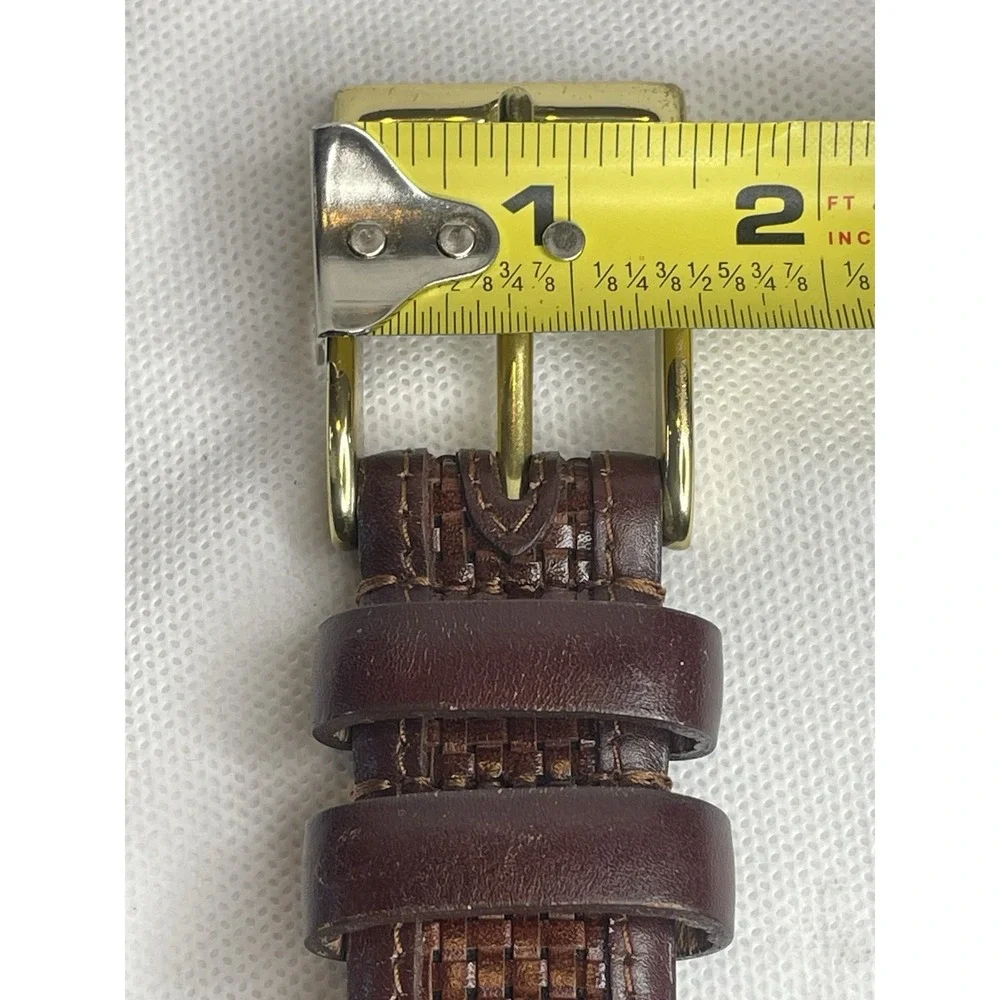 Allen Edmonds Woven Teju Lizard Belt Size 36 Brown Leather Brass Handcrafted USA